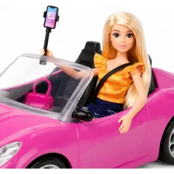 Anlily dukke i pink sportsvogn - 32 cm bil