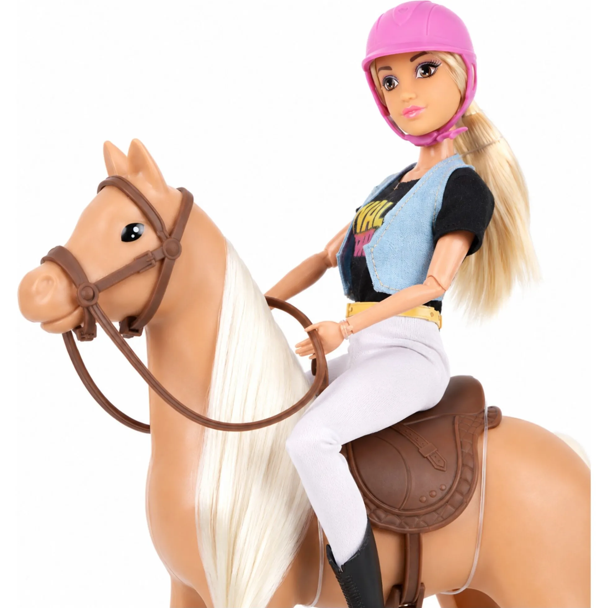 Anlily dukke med brun springhest - 32 cm