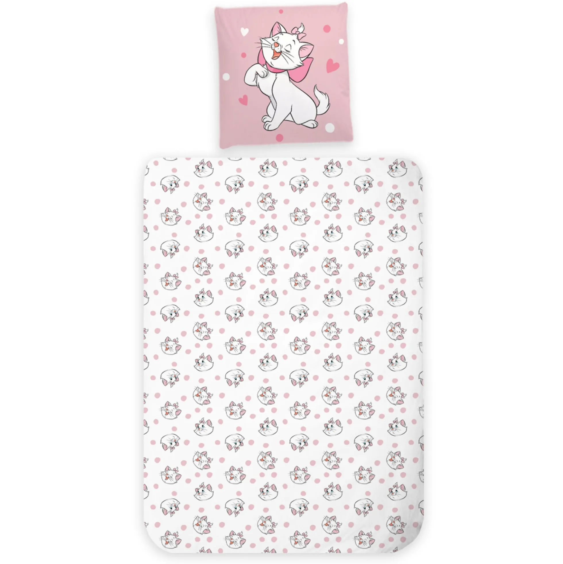 Aristocats sengetøj - 100% bomuld - Junior sengetøj 100x140 cm - Marie og prikker