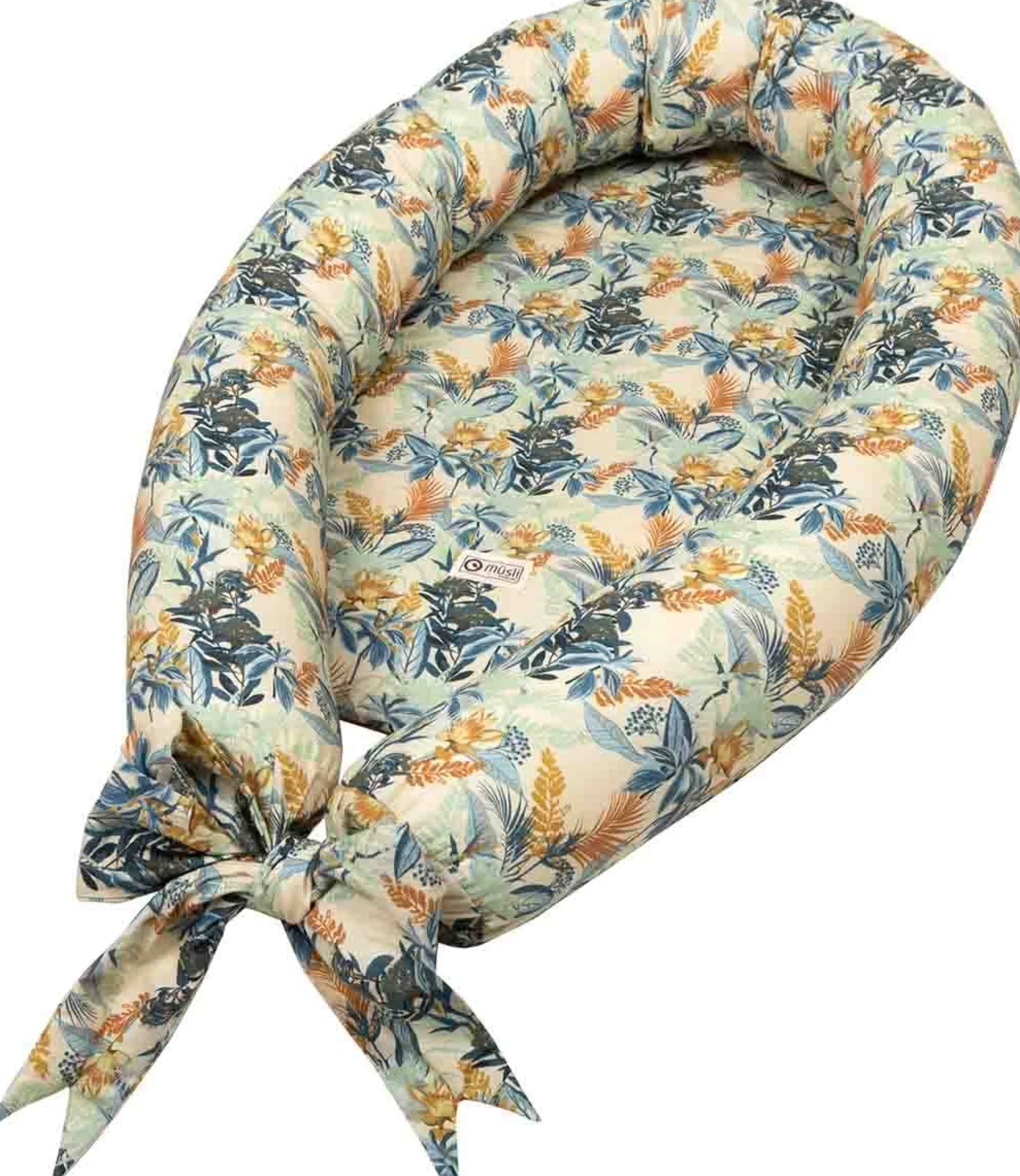 Babynest - Müsli - By green cotton - 75x40 cm - Fern buttercream - Blomster motiv