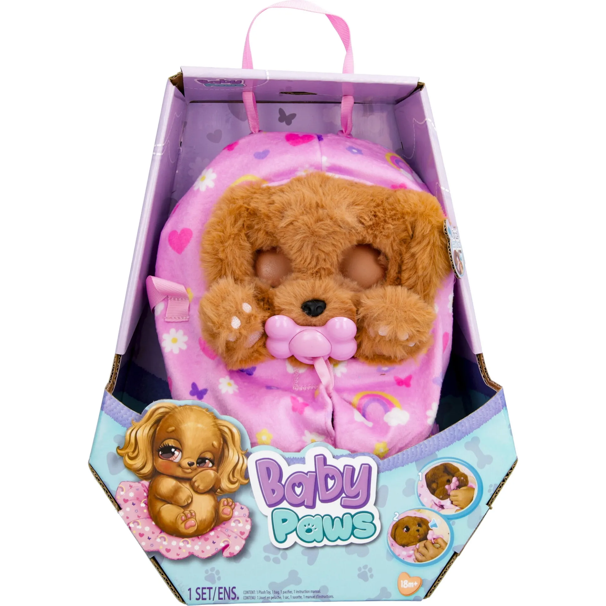 Baby Paws interaktiv bamse - Brund hund - 24 cm