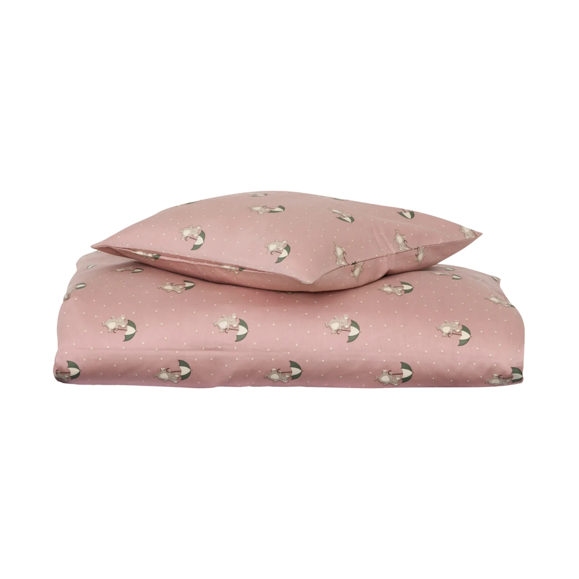 Baby sengetøj 70x100 cm - 100% økologisk bomuldssatin - Mus med paraply