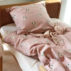 Baby sengetøj 70x100 cm - 100% økologisk bomuldssatin - Mus med paraply