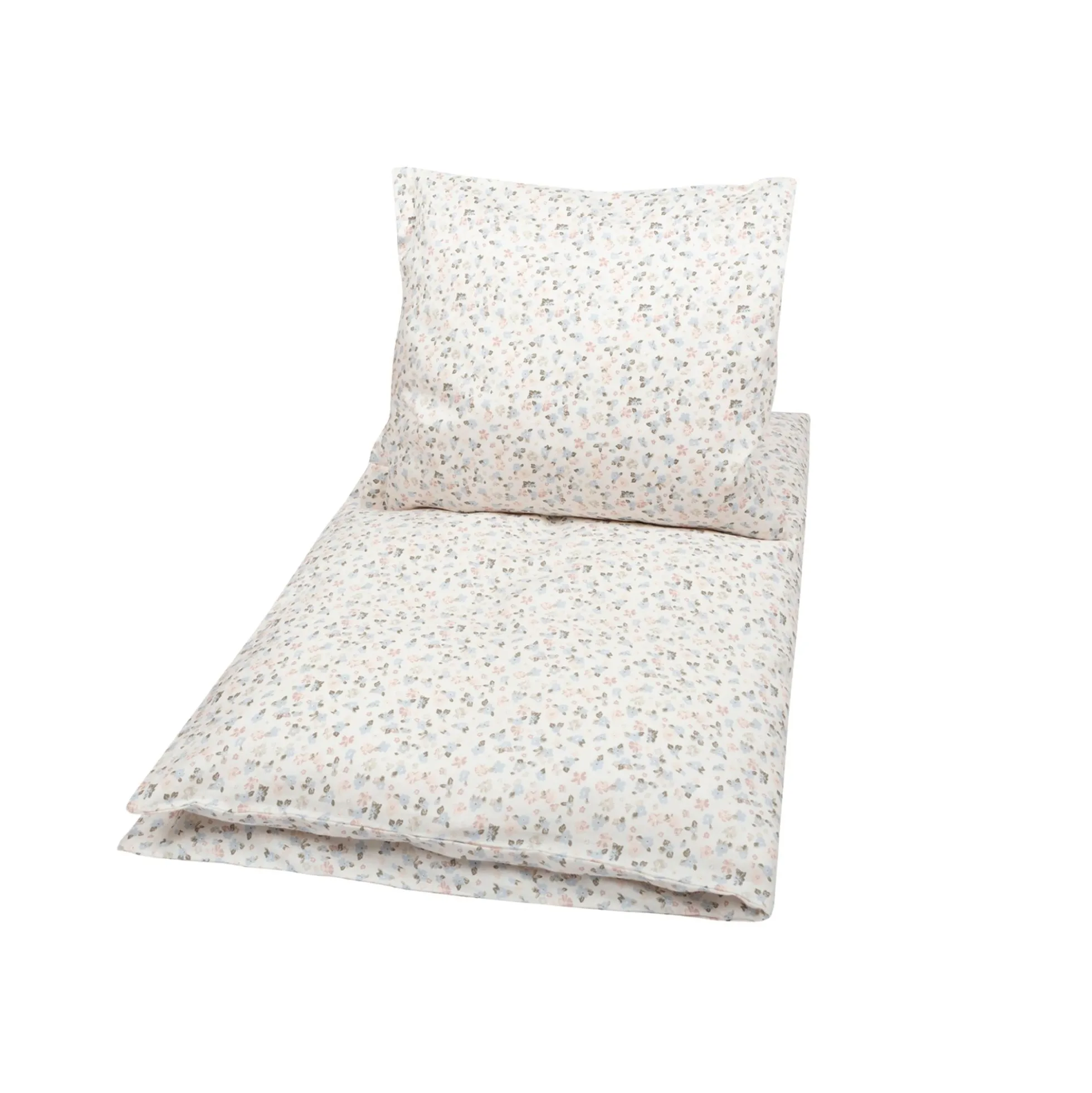 Baby sengetøj 70x100 cm - 100% økologisk bomuld - Blomster - Rosa
