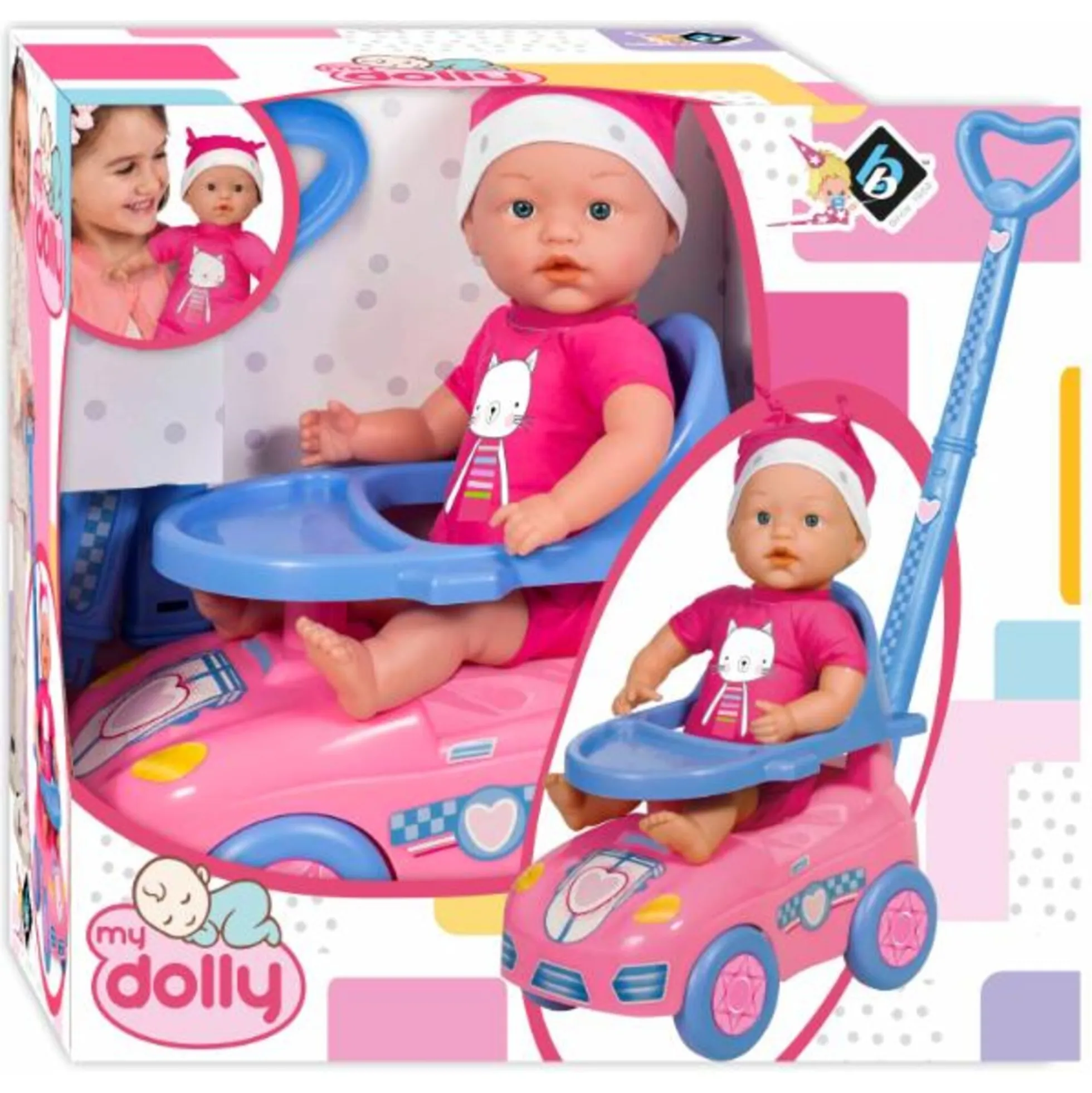 Babywalker gåvogn med blød babydukke