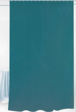 Badeforhæng - 180x180 cm - Petrol - Bruseforhæng klar til ophæng