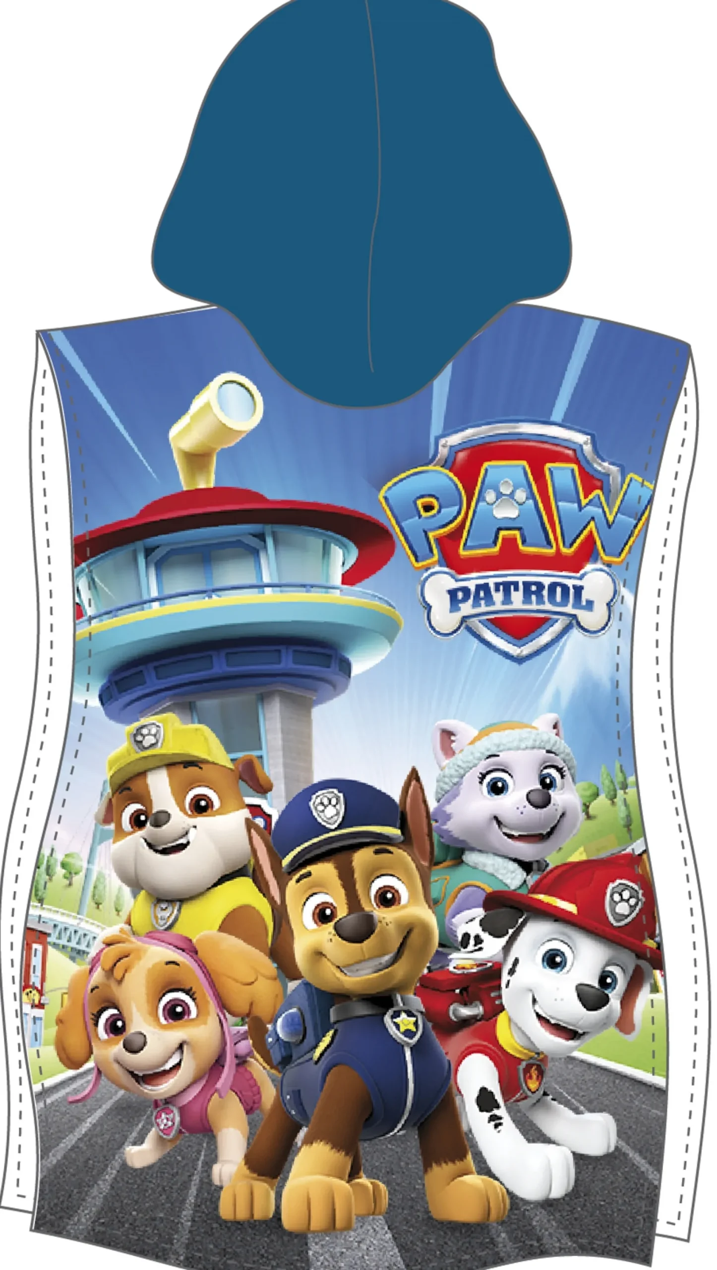 Badeponcho - Blå Paw Patrol børneponcho - 50x115 cm - Let og hurtig tørrende poncho til børn
