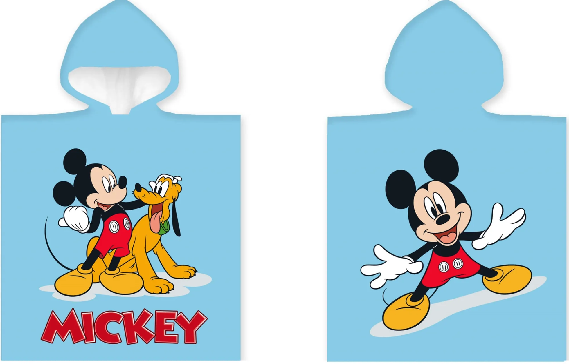 Badeponcho - Børnehåndklæde - 50x100 cm - Mickey Mouse og Pluto - 100% Bomuld