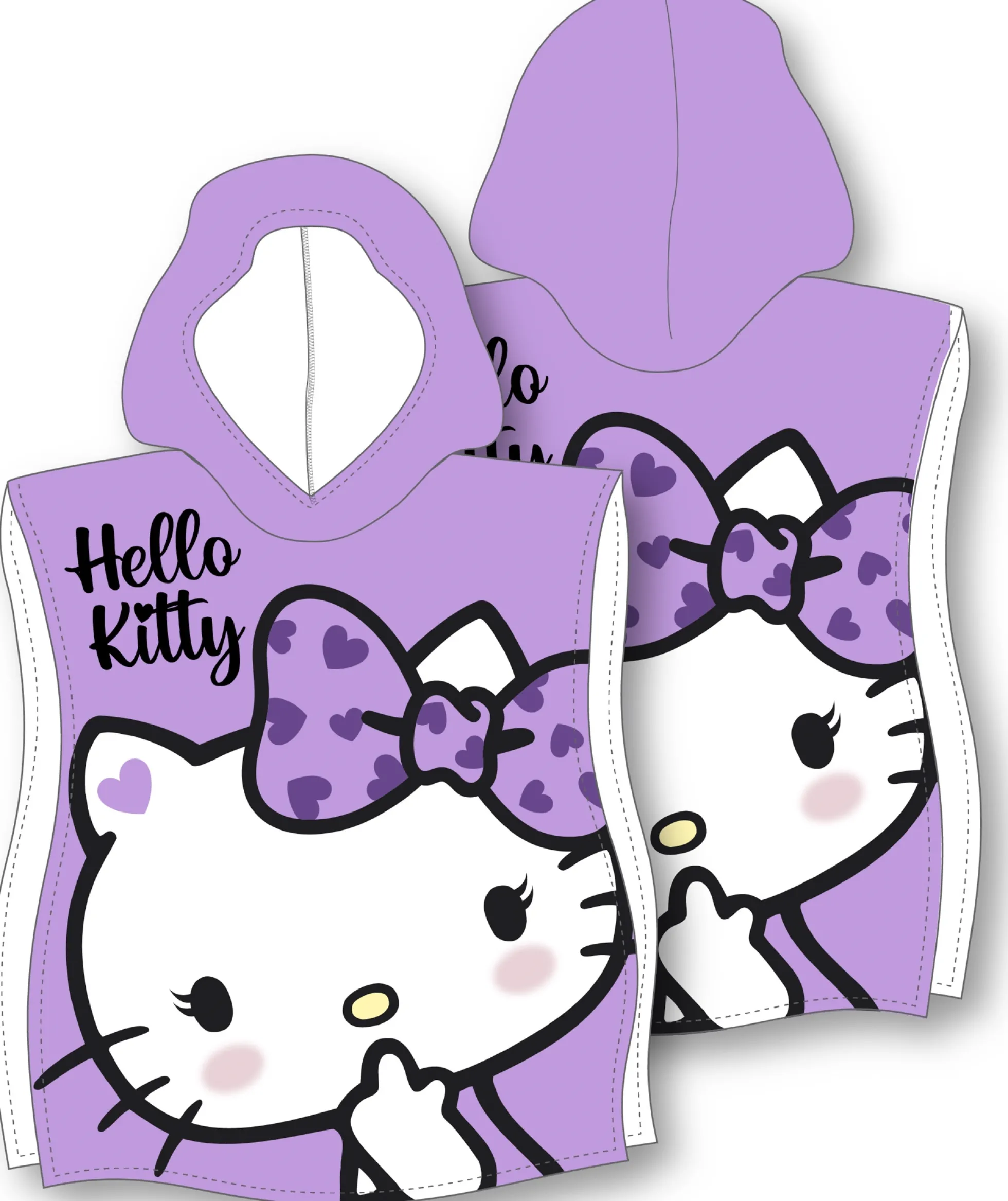 Badeponcho - Hello Kitty børneponcho - 50x115 cm - Let og hurtig tørrende poncho til børn