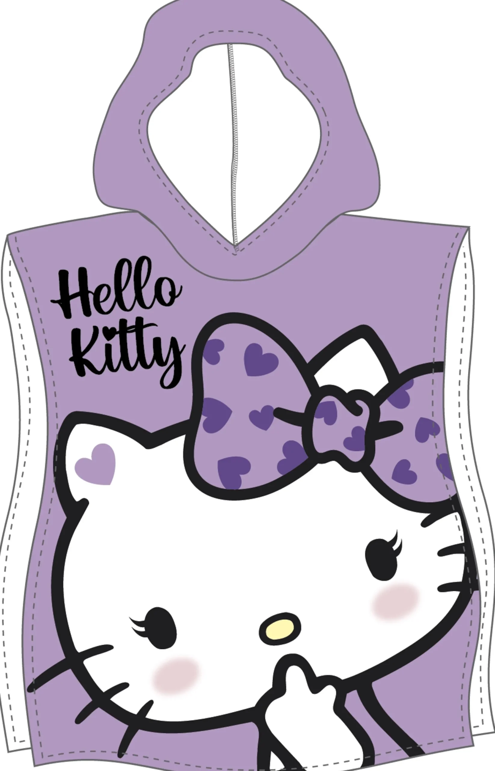 Badeponcho - Hello Kitty børneponcho - 50x115 cm - Let og hurtig tørrende poncho til børn