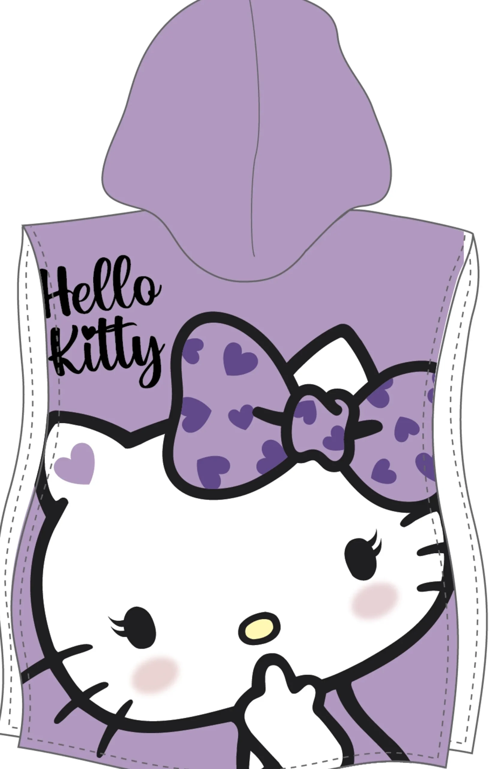 Badeponcho - Hello Kitty børneponcho - 50x115 cm - Let og hurtig tørrende poncho til børn
