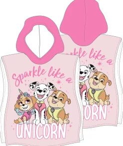 Badeponcho - Lyserød Paw Patrol børneponcho - 50x115 cm - Let og hurtig tørrende poncho til børn
