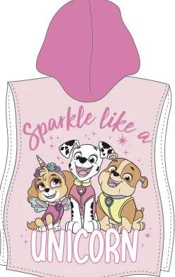 Badeponcho - Lyserød Paw Patrol børneponcho - 50x115 cm - Let og hurtig tørrende poncho til børn