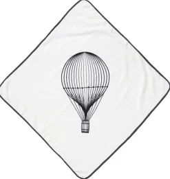 Badeslag - Hvidt med motiv af luftballon - 70x70 cm - 100% Økologisk bomuld