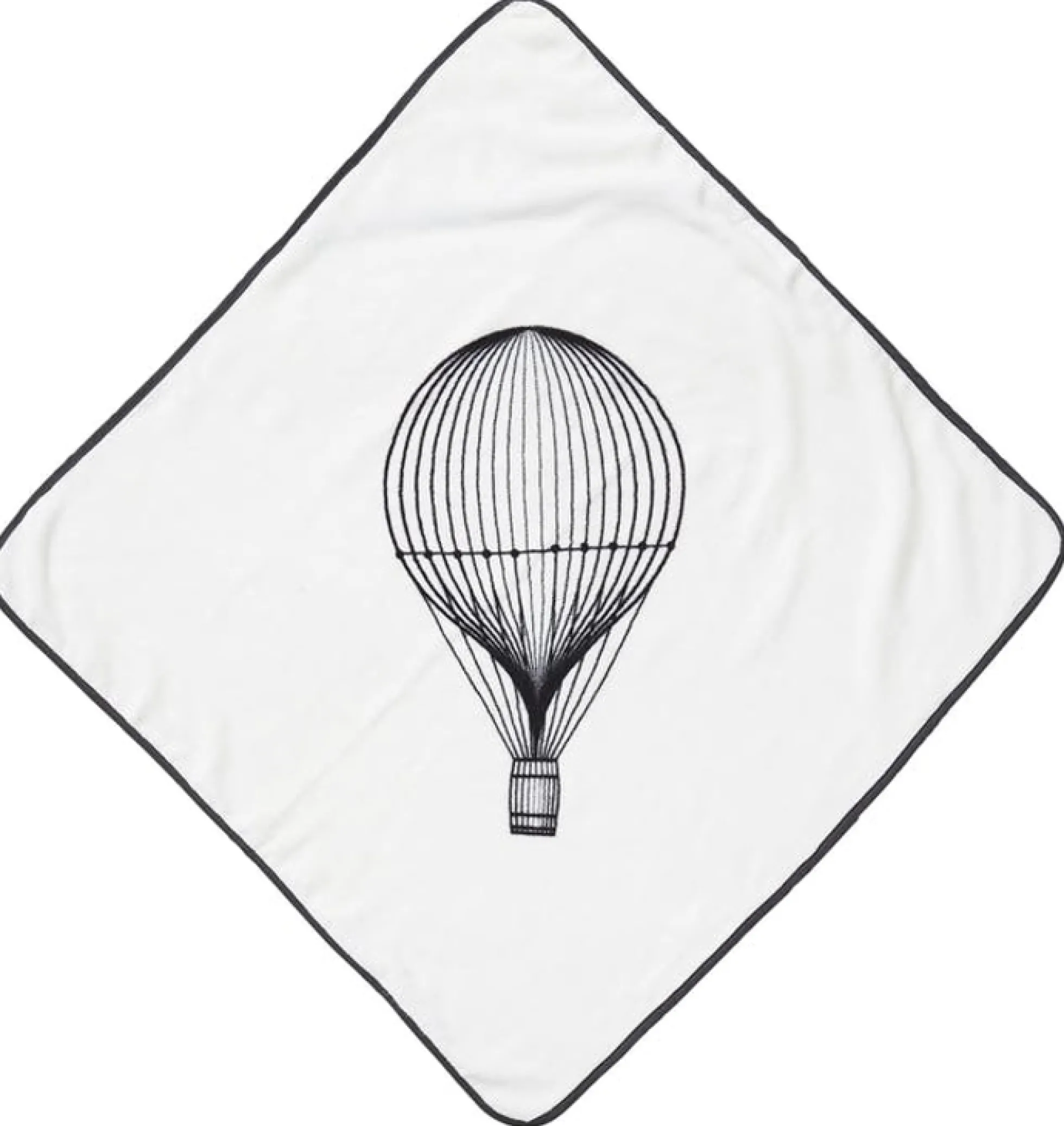 Badeslag - Hvidt med motiv af luftballon - 70x70 cm - 100% Økologisk bomuld