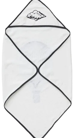 Badeslag - Hvidt med motiv af luftballon - 70x70 cm - 100% Økologisk bomuld
