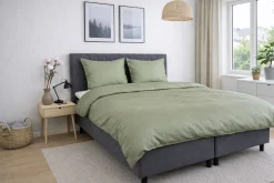 Bambus dobbelt sengetøj 200x220 cm - 100% bambus - Olivengrønt satinvævet