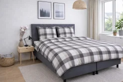 Bambus dobbelt sengetøj 200x220 cm - 100% bambus - Grå ternet