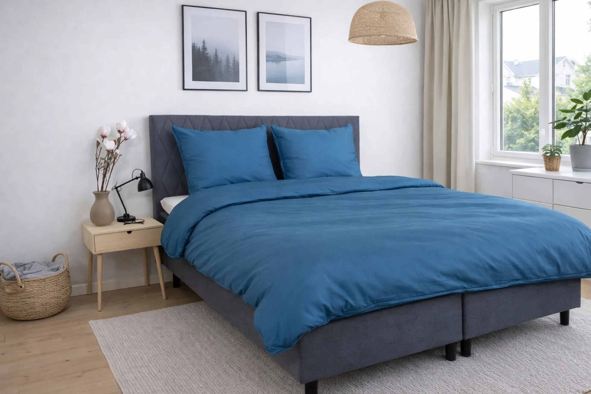 Bambus sengetøj 140x220 cm - 100% bambus - Blå