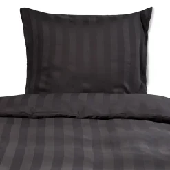 Bambus sengetøj 140x220 cm - 100% bambus - Grå jacquardvævet striber