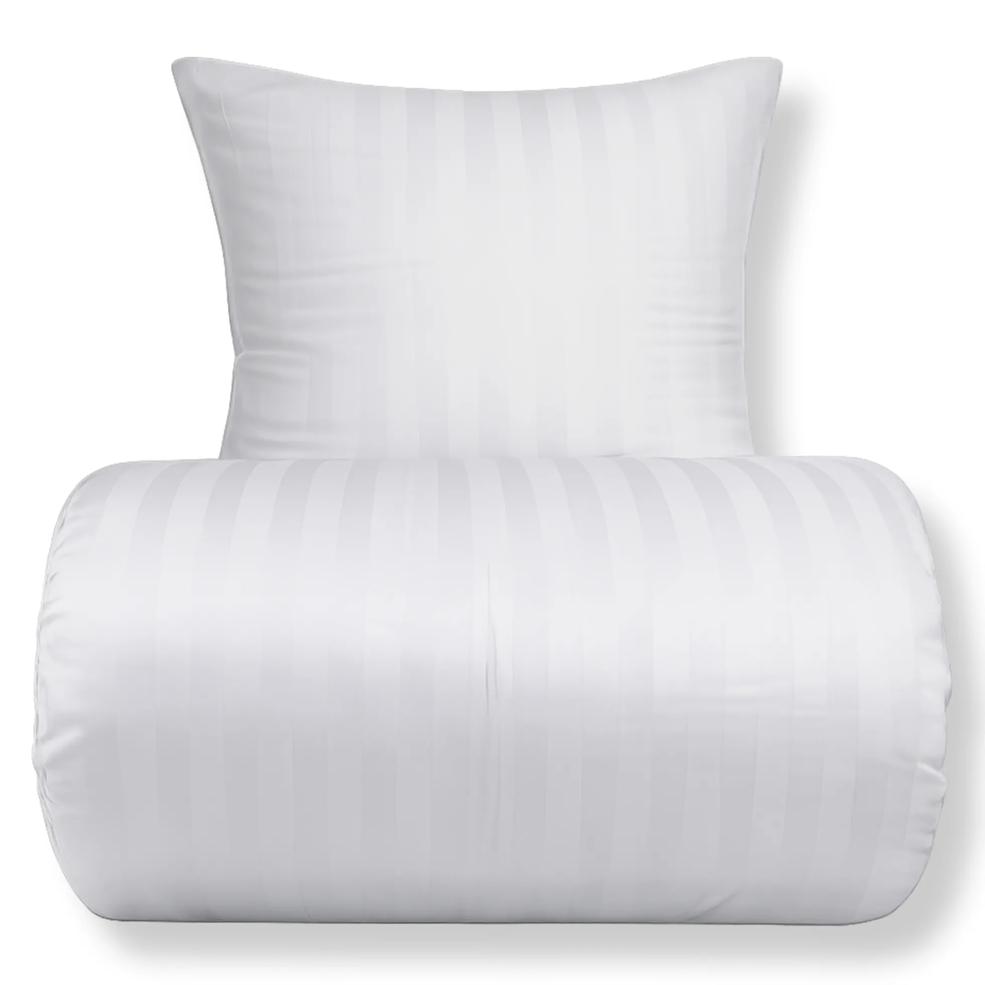 Bambus sengetøj 140x220 cm - 100% bambus - Hvide jacquardvævet striber