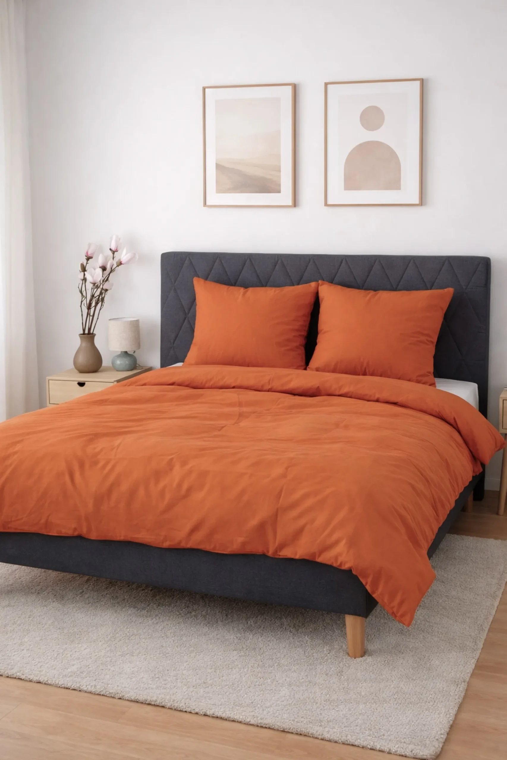 Bambus sengetøj 140x220 cm - 100% bambus - Orange satinvævet