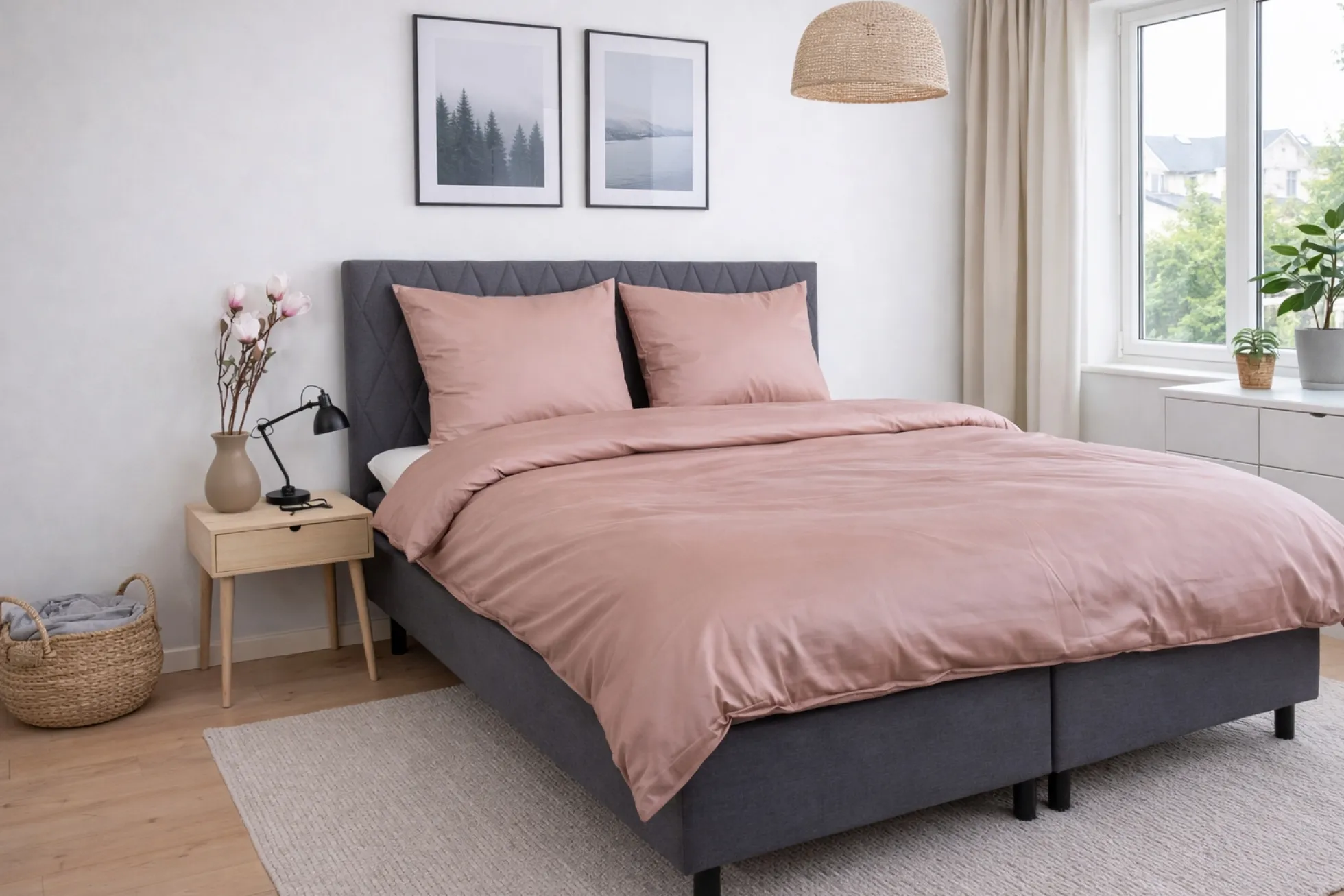 Bambus sengetøj 140x220 cm - 100% bambus - Rosa