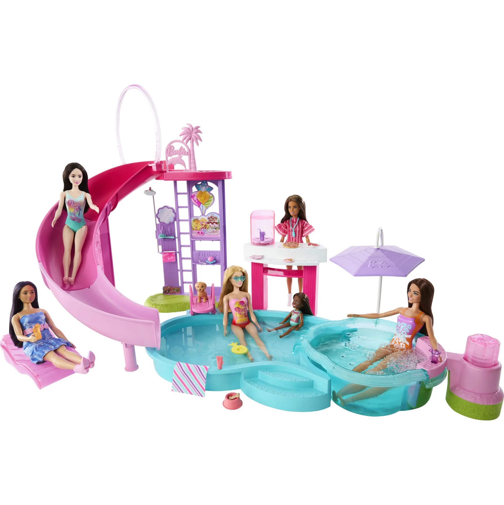 Barbie Dream Land poolsæt med rutsjebane - 17 dele