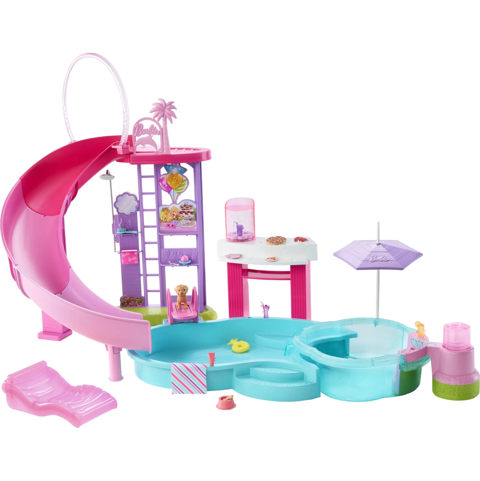 Barbie Dream Land poolsæt med rutsjebane - 17 dele