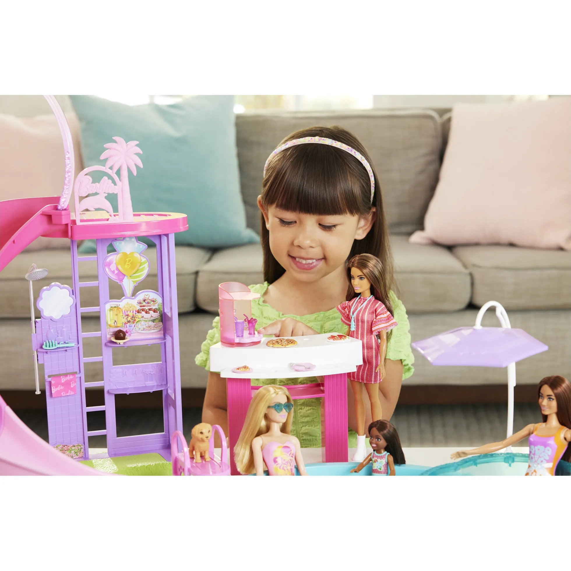 Barbie Dream Land poolsæt med rutsjebane - 17 dele