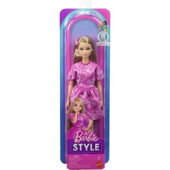 Barbie Fashionista dukke - Pink kjole med paisley-mønster - 30 cm