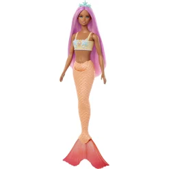 Barbie havfruedukke med pink hår og farverig hale - 30 cm