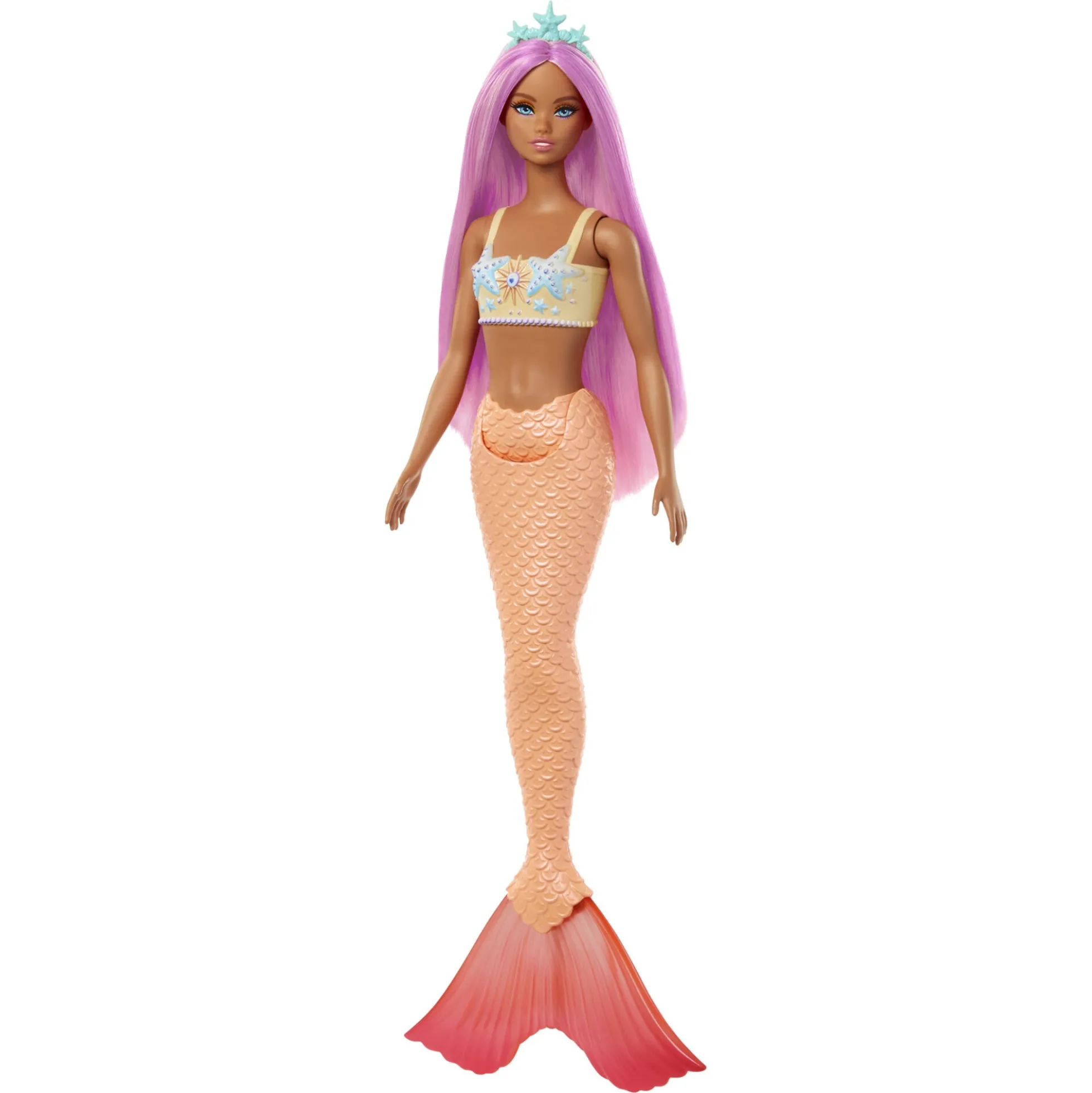 Barbie havfruedukke med pink hår og farverig hale - 30 cm
