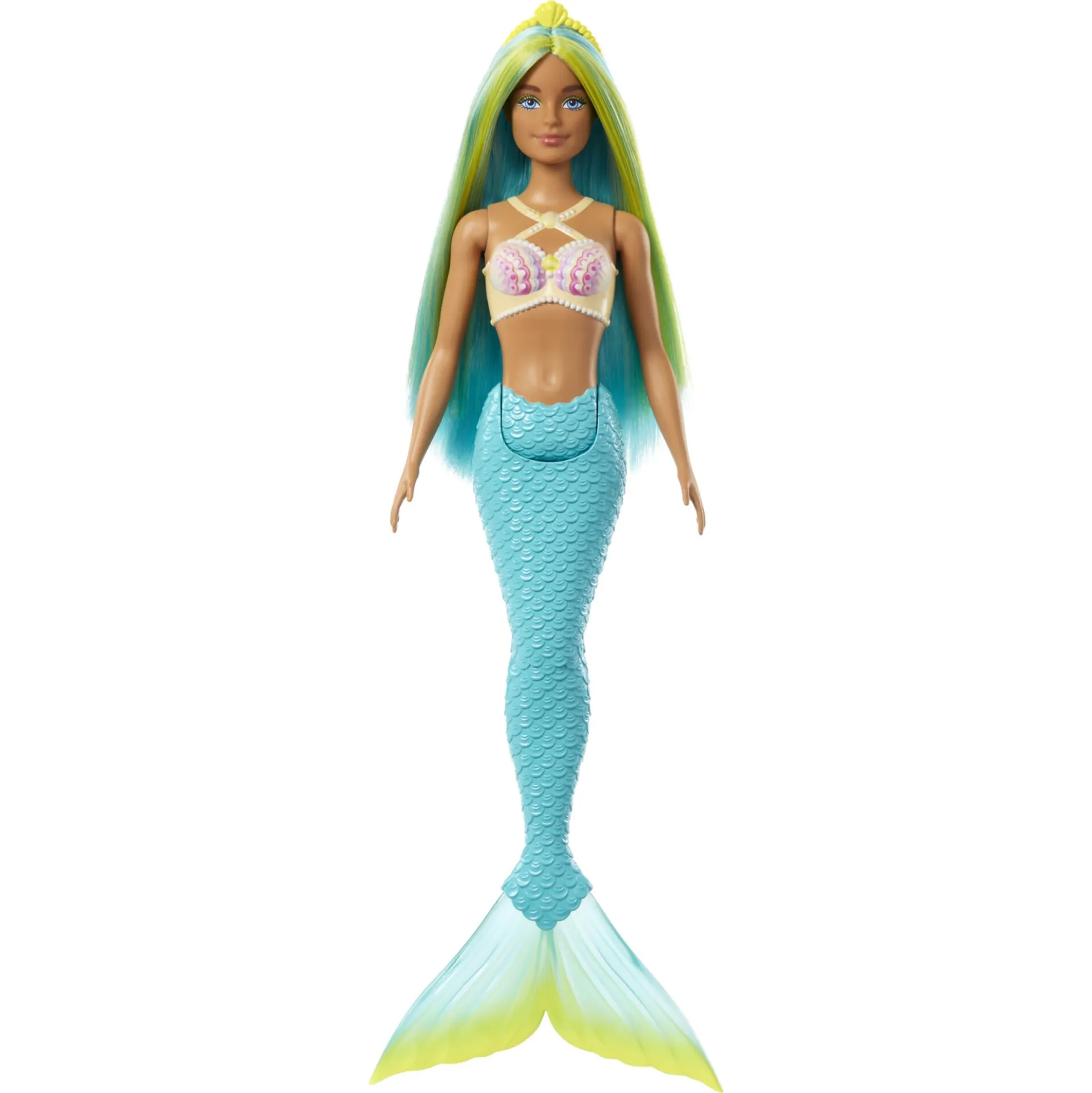 Barbie havfruedukke med turkis hale og blågrønt hår - 30 cm