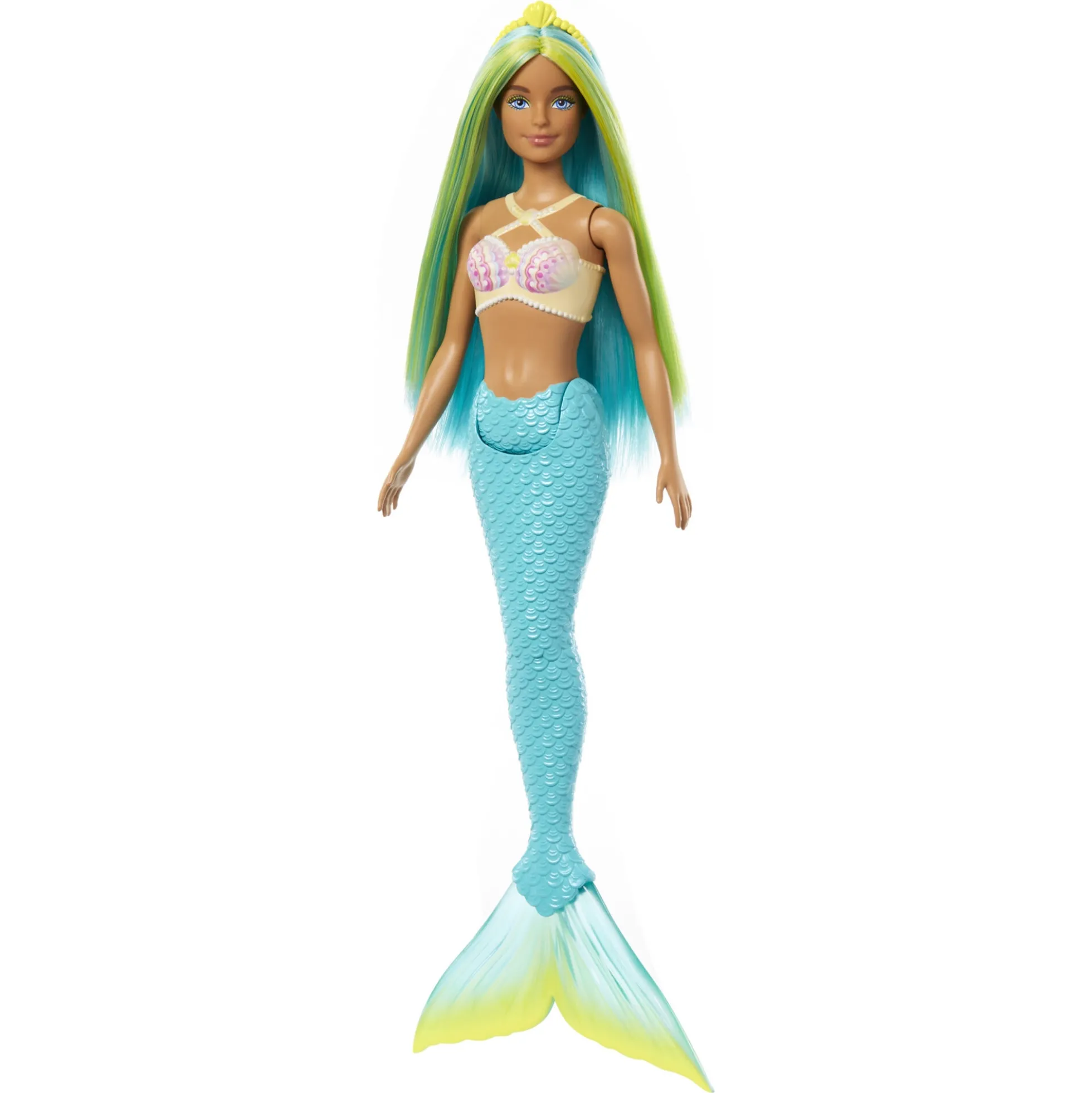 Barbie havfruedukke med turkis hale og blågrønt hår - 30 cm