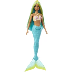 Barbie havfruedukke med turkis hale og blågrønt hår - 30 cm