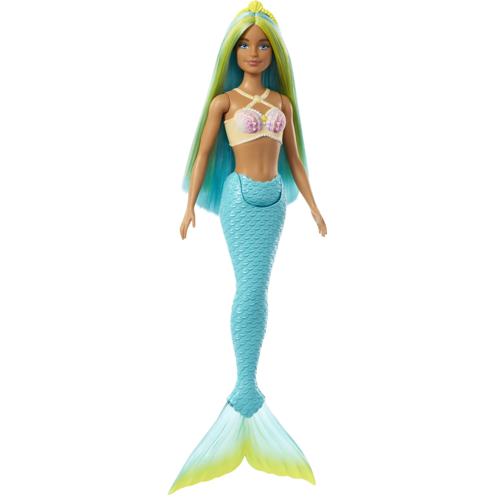 Barbie havfruedukke med turkis hale og blågrønt hår - 30 cm