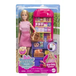 Barbie Malibu med markedsbod, mad og indkøbstilbehør - 11 dele