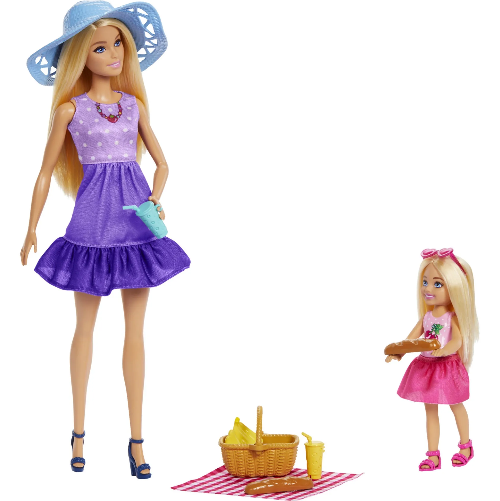 Barbie Malibu og Chelsea picnic-legesæt med 2 dukker - 11 dele