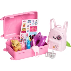 Barbie Malibu rejsesæt med hvalp, kuffert og tilbehør - 14 dele - 30 cm
