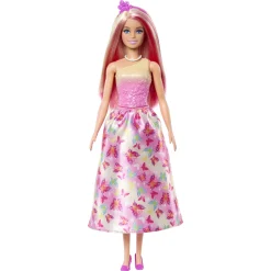 Barbie prinsessedukke med pink hår og sommerfuglekjole - 30 cm