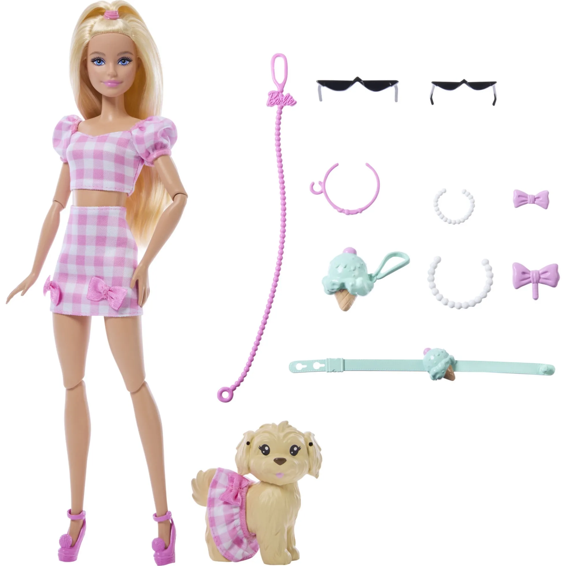 Barbie Twinning Looks dukke med matchende hund og accessories - 12 dele - 30 cm