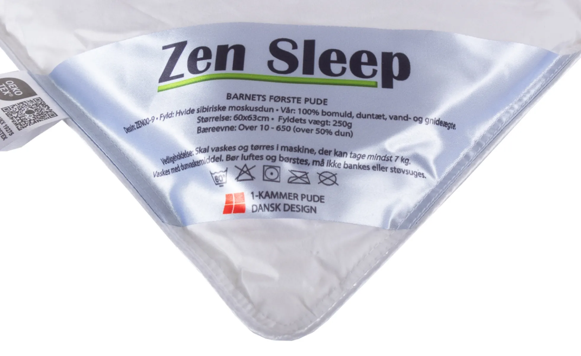 Barnets første pude - Lav pude 1 kammer pude - Hovedpude 60x63 cm - Børnepude - Zen Sleep