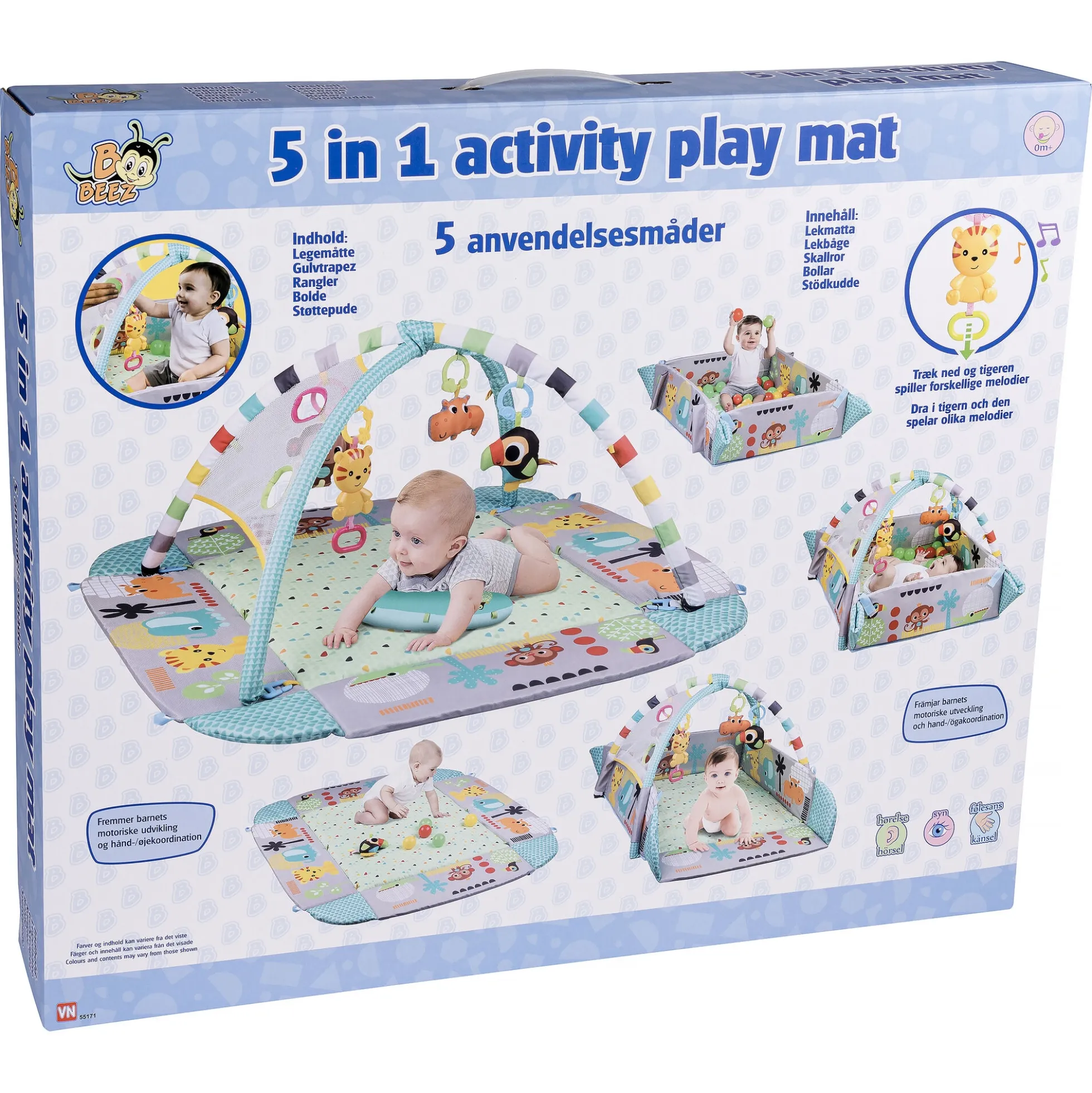 B Beez 5-i-1 legemåtte - babygym med rangler og bolde - fra 0 mdr.