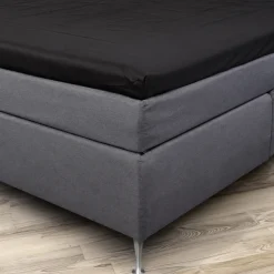 Blødt kuvertlagen 80x200 - 100% bomuldssatin - 8 cm i højden - Sort lagen til topmadras - By Night satin lagen