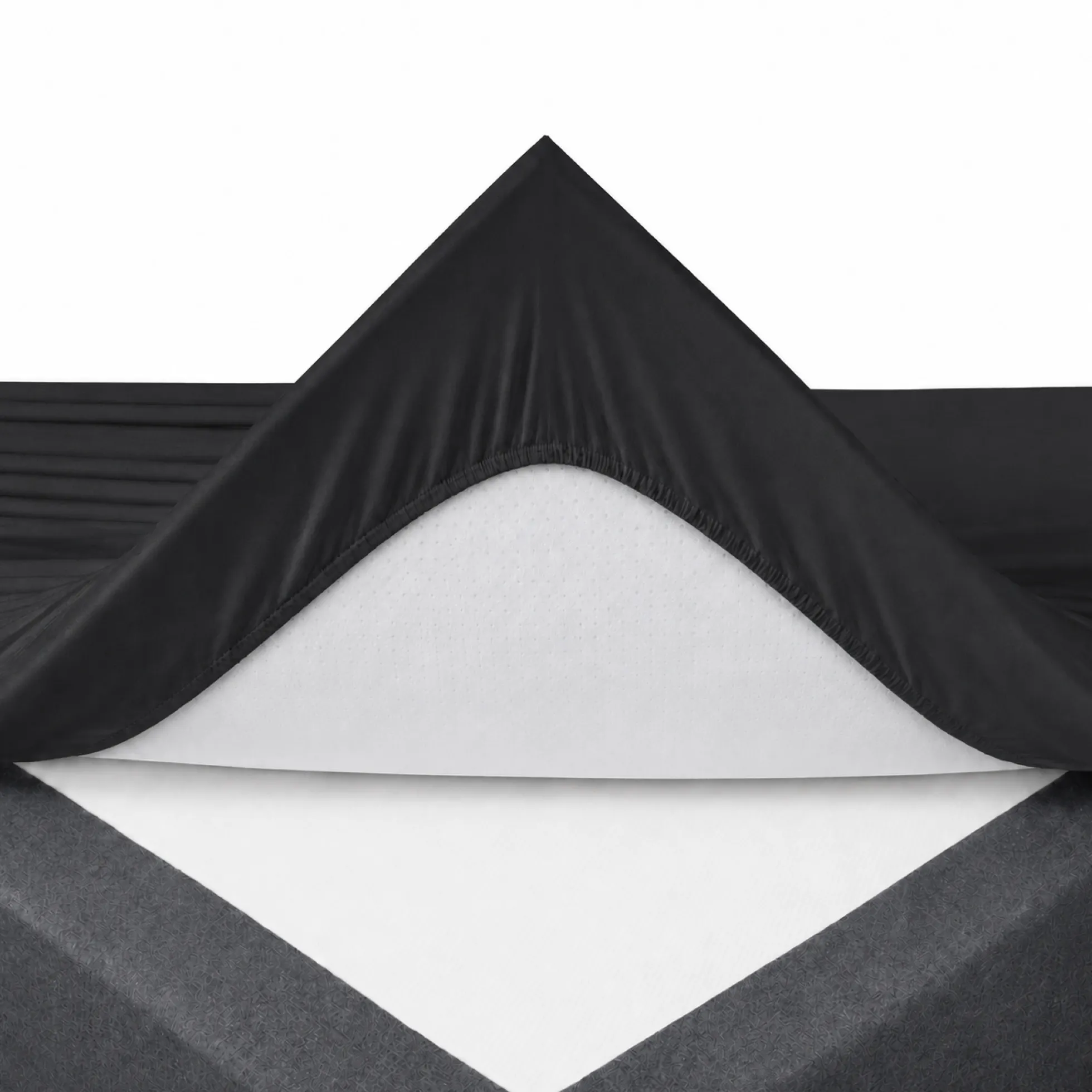 Blødt lagen 80x200 cm - Faconlagen i 100% bomuldssatin - Sort boxlagen til madras - By Night satin lagen