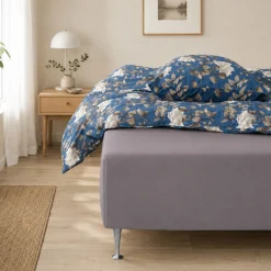 Blødt lagen 80x200 cm - Faconlagen i 100% bomuldssatin - Lysegråt boxlagen til madras - By Night satin lagen