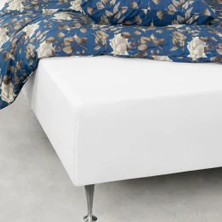Blødt lagen 80x200 cm - Faconlagen i 100% bomuldssatin - Hvidt boxlagen til madras - By Night satin lagen