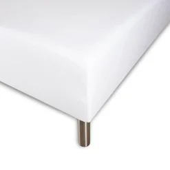 Blødt lagen 90x210 cm - Faconlagen i 100% bomuldssatin - Hvidt boxlagen til madras - Borås Cotton Cloud satin lagen