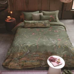Blomstret dobbelt sengetøj 200x220 cm - Grønt vendbart sengesæt i 100% blød bomuld - Okinawa green - Pip Studio sengelinned